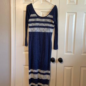 Blue and lace maxi dress
